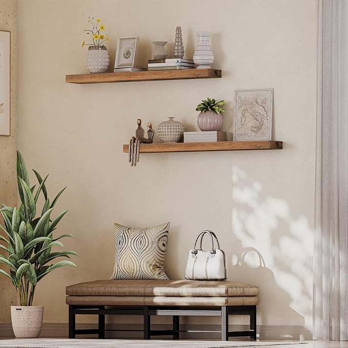 HOOBRO Floating Shelves for Wall, Wall Mounted Shelf Set of 2, 47.2" Hanging - Image 6