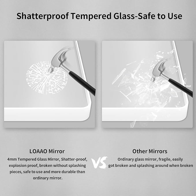 LOAAO 60x28 Inch White Metal Framed Bathroom Mirror - Image 7