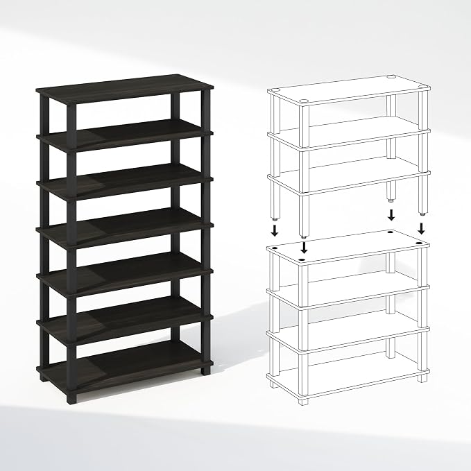 Furinno Turn-N-Tube Storage Shelves Set of 2, 4-Tier Stackable Standing Shelf - Image 4