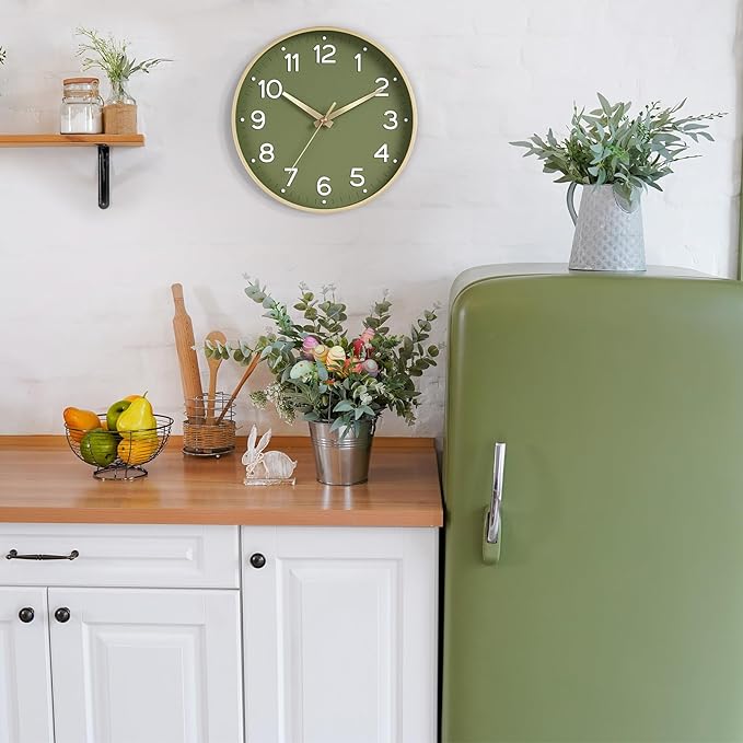 Roymnie Wall Clock Green, Silent Wall Clocks Battery Operated 8 Inch-Modern Non - Image 3