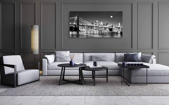 Baisuart-Q30362 Brooklyn Bridge Night View 1 Panels Landscape Artwork Canvas - Image 6