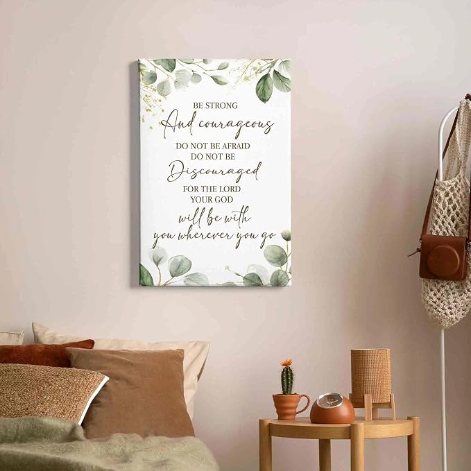 HIWX Christian Inspirational Wall Decor, Be Strong and Courageous Bible Verses - Image 3