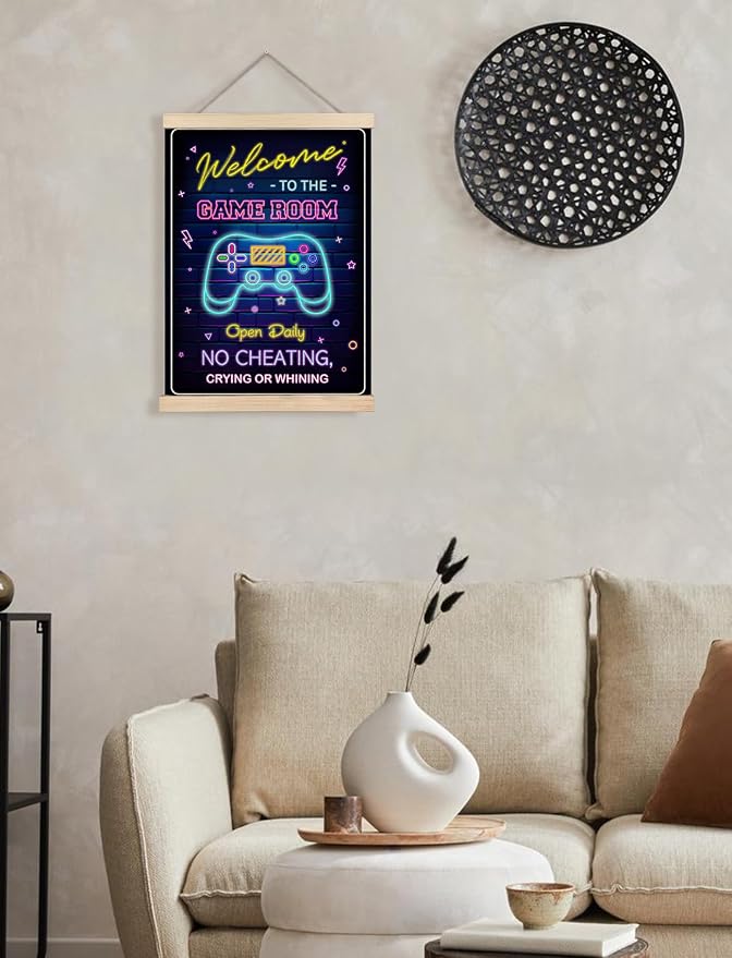 Foritho Neon Welcome to the Game Room Sign Poster Wall Art Framed, Cool Gaming - Image 4