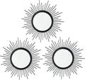 3 Pack Metal Mirrors for Wall Sunburst Wall Mirrors Home Décor Decorative by Uaussi
