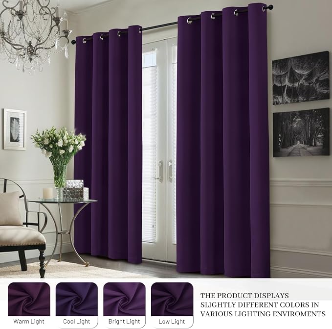 Yakamok 100% Blackout Curtain Panels 84 inches Cold and Light Blocking Drapes - Image 7