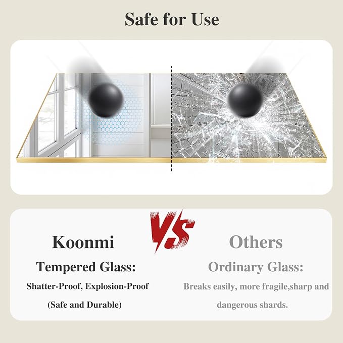Koonmi Gold Mirrors for Wall, 26x38 Inch Bathroom Mirror, Rectangular Wall - Image 5