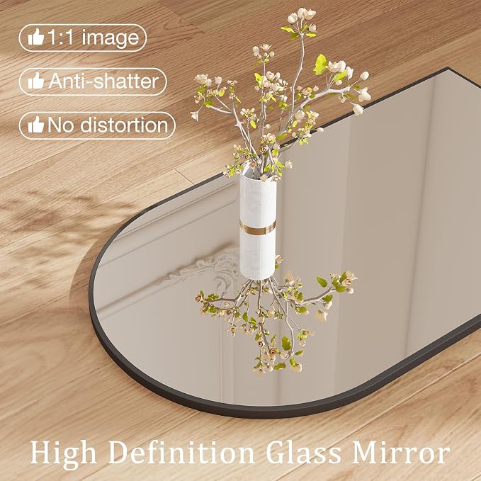 DUMOS Black Metal Arch Vanity Rounded Rectangle Bathroom Mirrors - Image 2