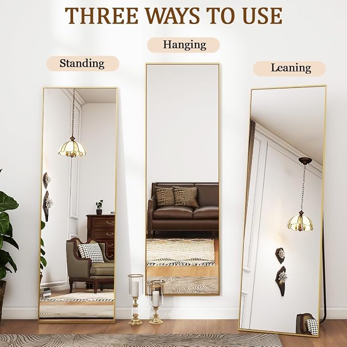 Koonmi 56"x21" Floor Mirror Full Length, Bedroom Floor Body Mirror - Image 4