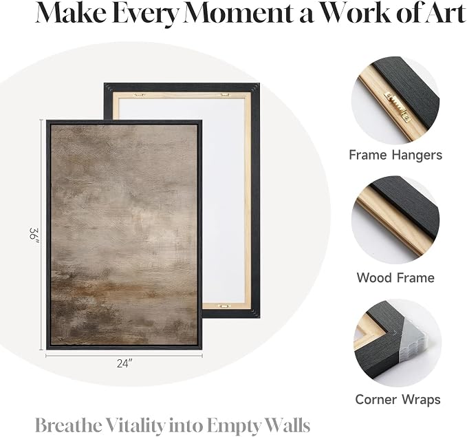 Large Framed Neutral Abstract Wall Art Set of 2 - Image 6