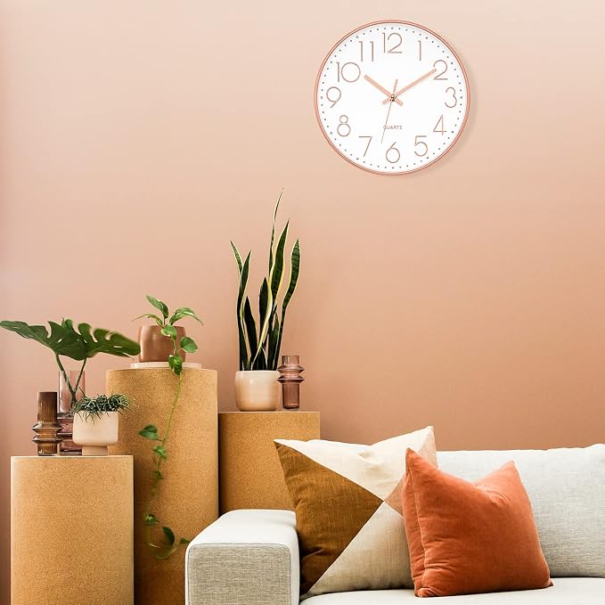 Foxtop Modern Wall Clock 12 Inch Non-Ticking Silent Battery Operated Round - Image 8
