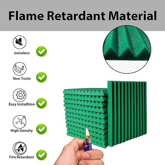 24 Pack Sound Proof Foam Panels | 1"×12"×12" Quick-Recovery Soundproof Wall - Image 3