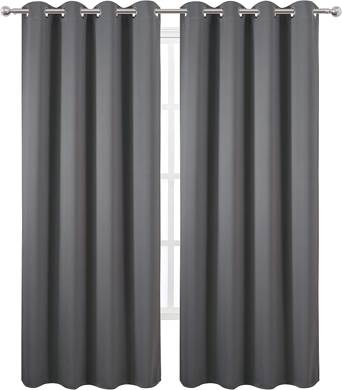 LEMOMO Grey Blackout Curtains/52 x 84 Inch/Set of 2 Panels Thermal Insulated - Image 2