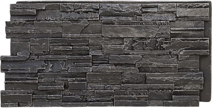 EverStone Cascade Faux Stone Panel, 48 5/8"W x 24 3/4"H x 1 1/4"D, Dark River by EkenaMillwork