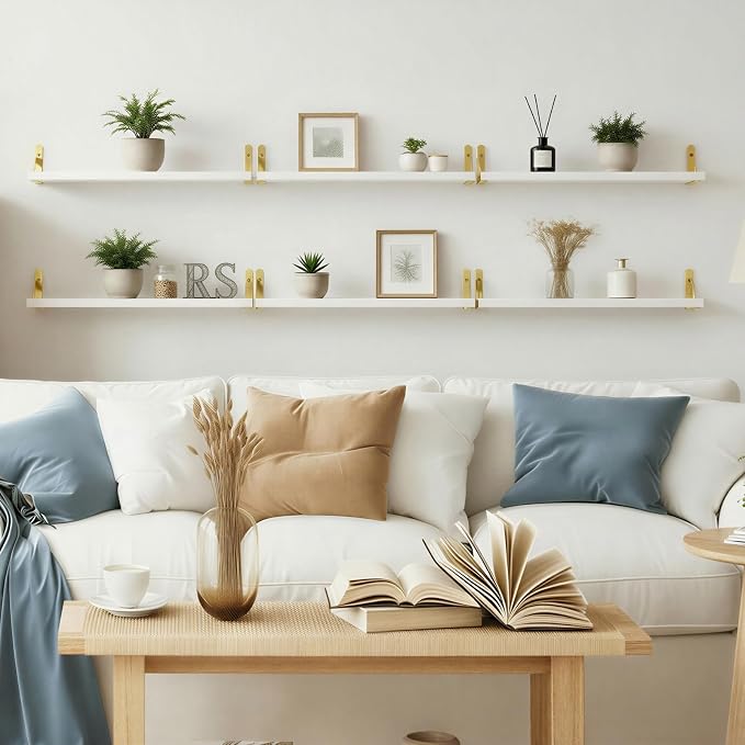 YGEOMER White Floating Shelves for Wall, Farmhouse 23.6 Inch Wall Shelves for - Image 2