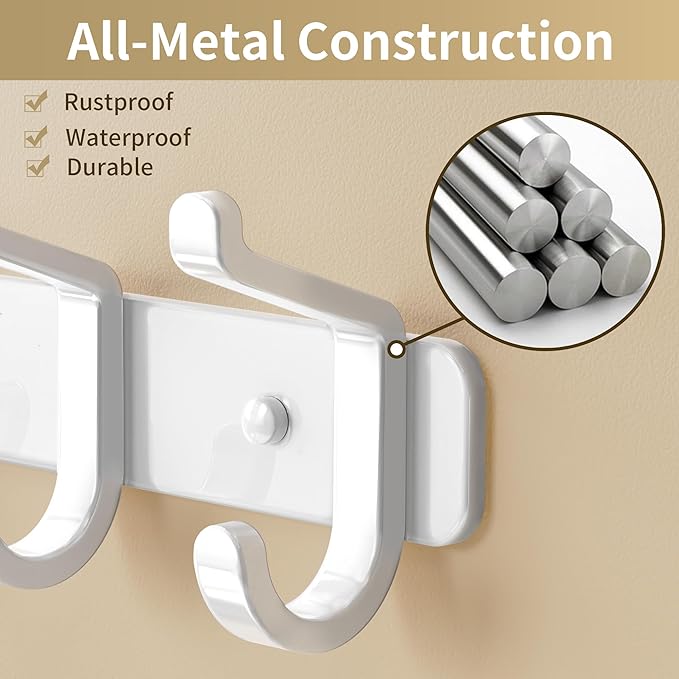 pickpiff Coat Rack Wall Mounted Heavy-Duty: Metal Coat Hanger 6 Hooks - Image 3