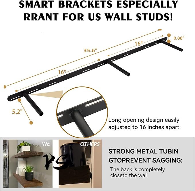 BGMG Wood Floating Shelves for Wall 54 inch Set of 2, Solid Wood Wall Mount - Image 5
