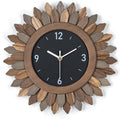Honiway Wall Clock Battery Operated 12 in Rustic Wood Boho Sunburst Decorative by Honiway