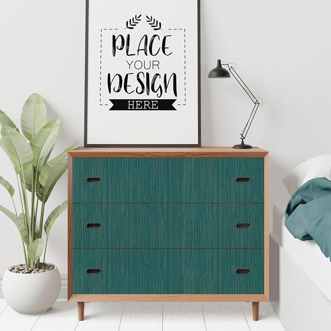Teal Grasscloth Peel and Stick Wallpaper Texture Contact Paper A Set of 15.7" X - Image 7