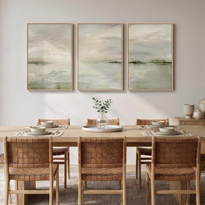 Framed Sage Green Abstract Landscape Wall Art - Image 4