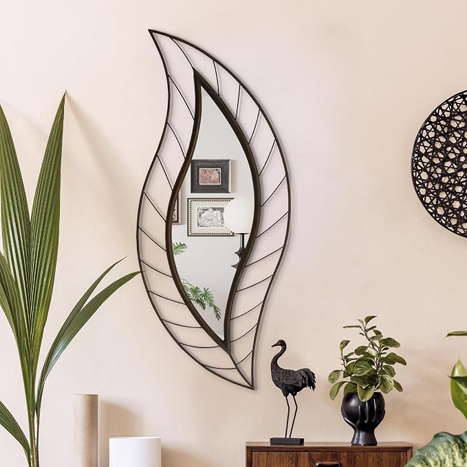ironsmithn Decorative Wall Mirror, Leaf Design Metal Frame by ironsmithn