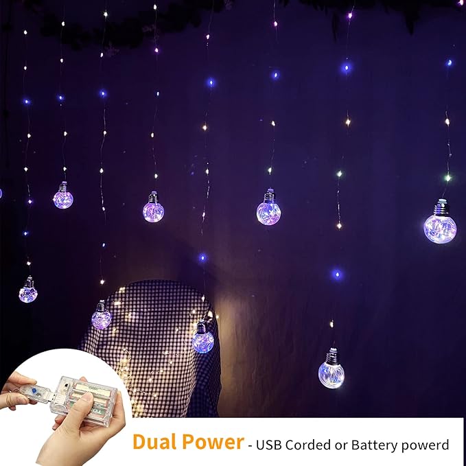 YOLIGHT Wishing Ball Curtain Lights 200 LED Window Curtain String Light - Image 3
