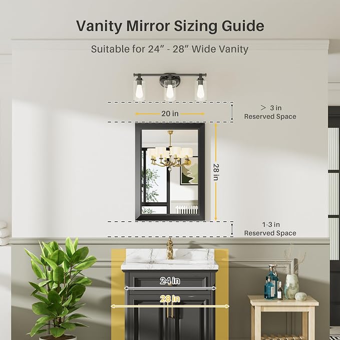 Briivue 20x28 Inch Black Bathroom Mirror - Image 2