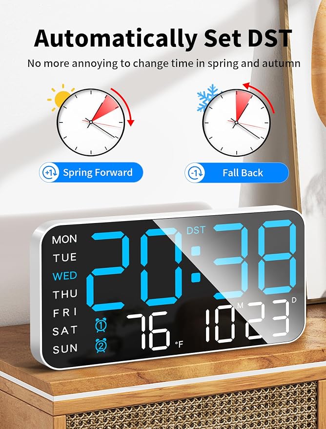 MASHI 8.4''Large Digital Wall Clock, Led Alarm Clock - Image 6