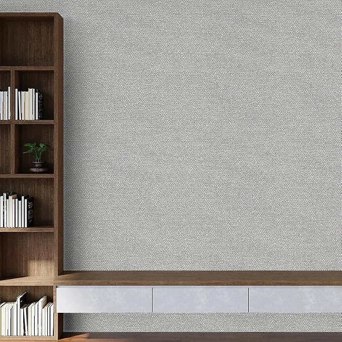 Gray Peel and Stick Wallpaper Slight Velvety Feeling Woven Fabric Grasscloth - Image 6