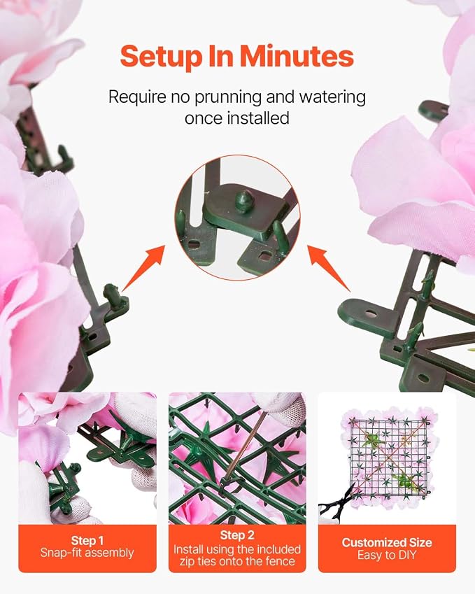 VEVOR 3D Flower Wall Panel, Artificial Floral Wall Background Mesh Backing Mat - Image 4