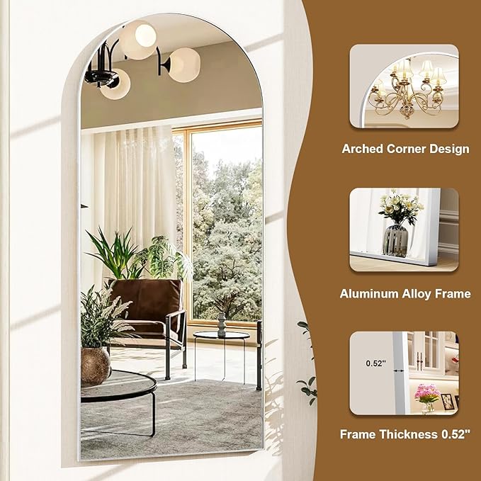 HARRITPURE 56"x21" Arched Full Length Mirror Free Standing Floor Mirrors - Image 3