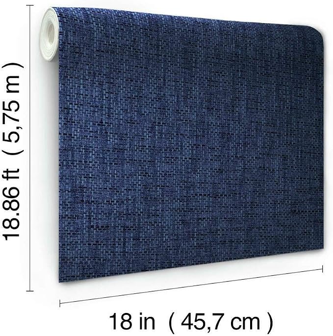 RoomMates RMK11698RL Navy Faux Grasscloth Weave Non-Textured Peel and Stick - Image 5