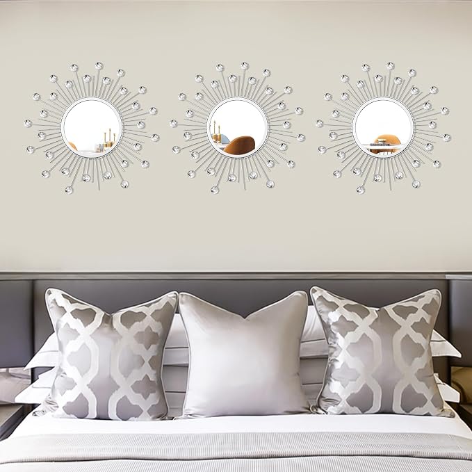 3 Pack Metal Mirrors for Wall Sunburst Wall Mirrors Home Décor Decorative - Image 6