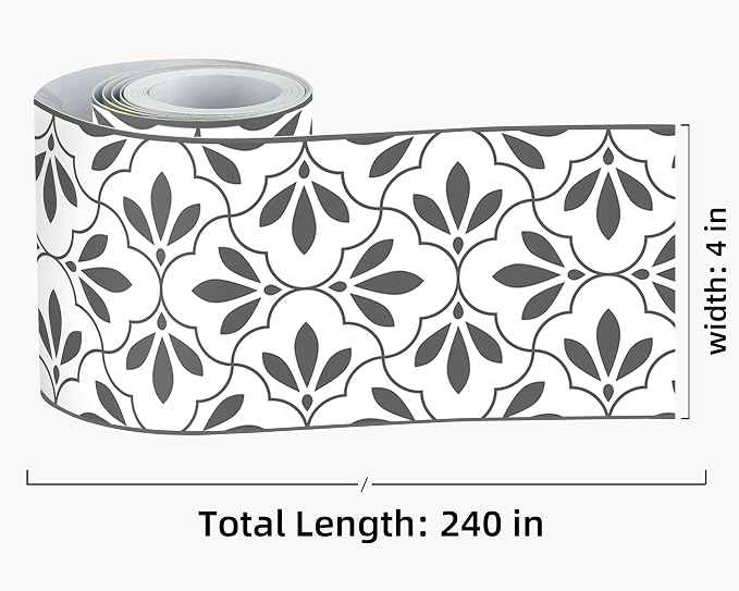 FLFK Wallpaper Border Black and White Patterns Peel and Stick Wall Border Self - Image 2