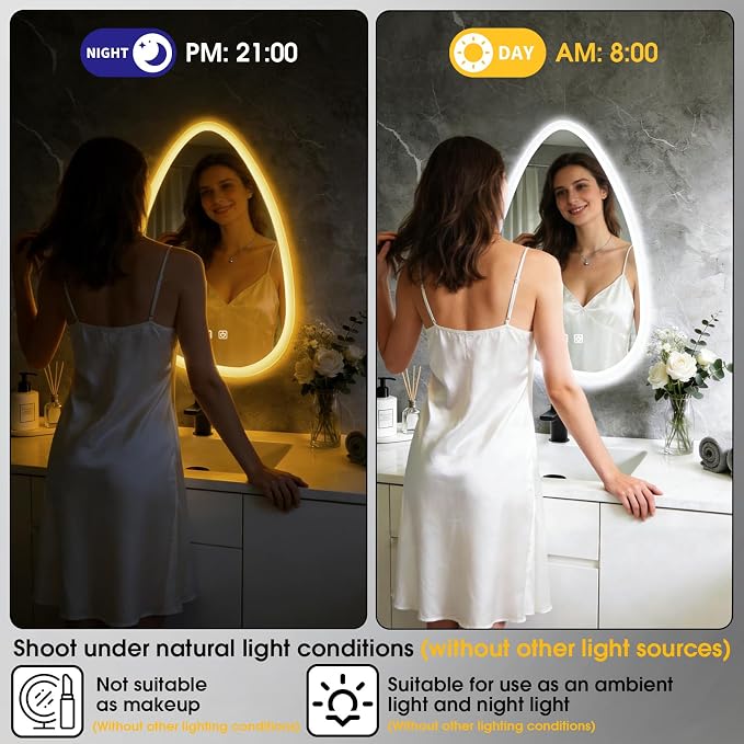 20x28 LED Bathroom Mirror with Lights Irregular, Lighted Bathroom Vanity Mirror - Image 9