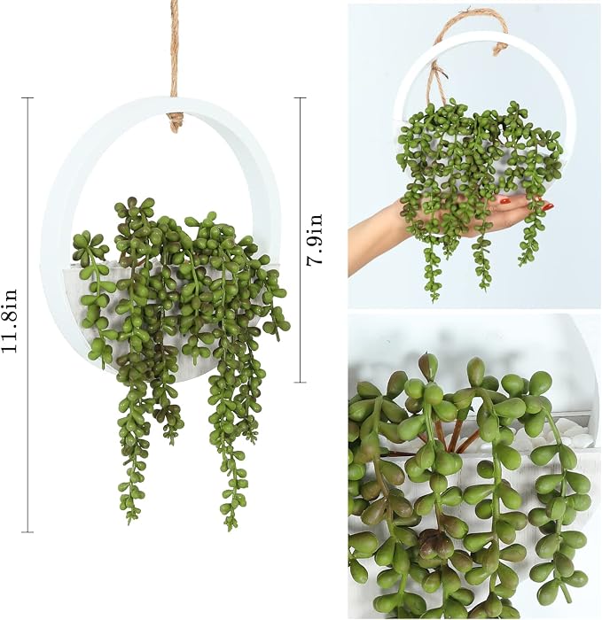 Artificial Hanging Plants Hanging Planter Fake Succulents Artificial String of - Image 2