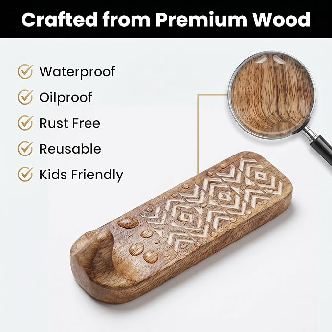 Indian Shelf 10 LB Decorative Wood Adhesive Wall Hooks – Boho Peel and Stick - Image 4