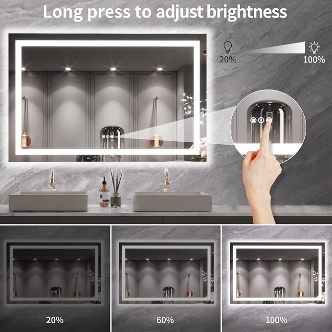 LOAAO 55X36 LED Bathroom Mirror - Image 4