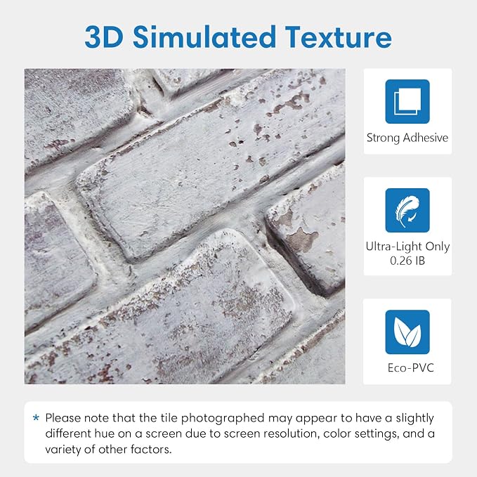 COMSTICKC 3D Whitewash Brick Wall Panel Peel and Stick, DIY UrltraLight PVC - Image 3