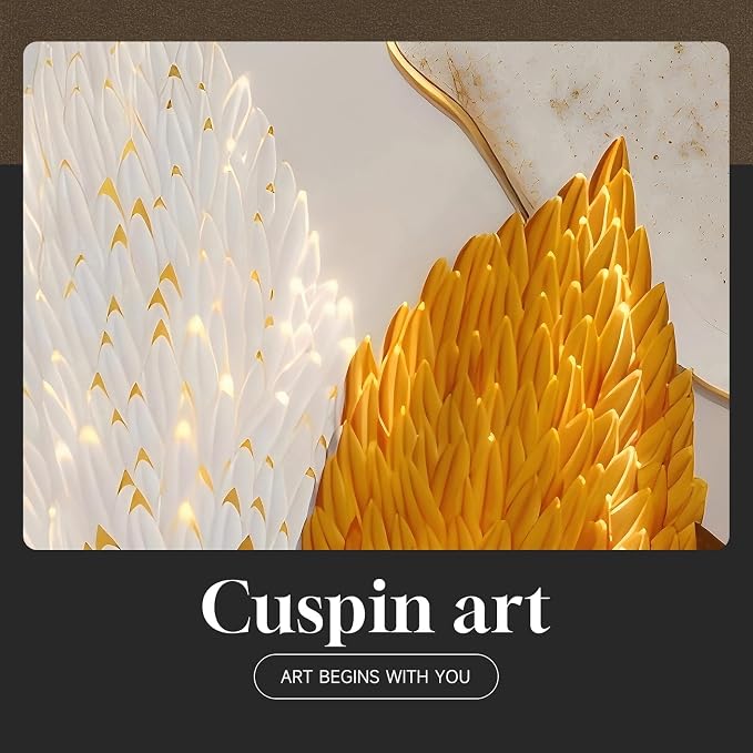 Framed Modern Luxury Wall Art for Living Room, Large White and Gold Leaf - Image 7