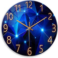 Blue Wall Clock Battery Operated 16 Inch Analog Glass Wall Clock Non Ticking by Constantplanet%E6%97%97%E8%88%B0%E5%BA%97