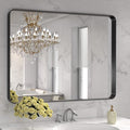 LOAAO 40X32 Inch Black Metal Framed Bathroom Mirror by LOAAO