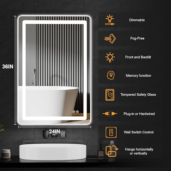 AMOISE LED Bathroom Vanity Mirror - Image 8