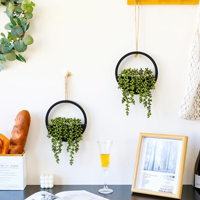 Floweroyal 2pcs Artificial Succulents Hanging Plants 12.2'' Fake String of - Image 6