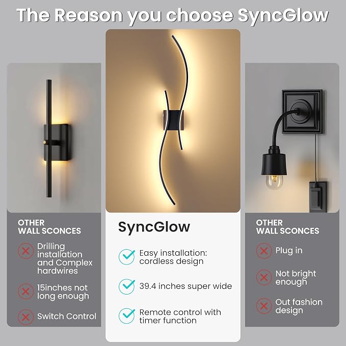 Battery Operated Wall Sconces Set of Two, 10000mAh Rechargeable Modern Wall - Image 9
