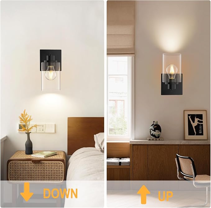 Wall Sconces Set of 2 Matte Black Vanity Lights - Image 2