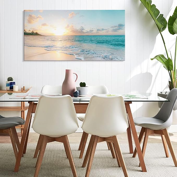 Goldfoilart Ocean Beach Sunset Canvas Wall Art - Image 3