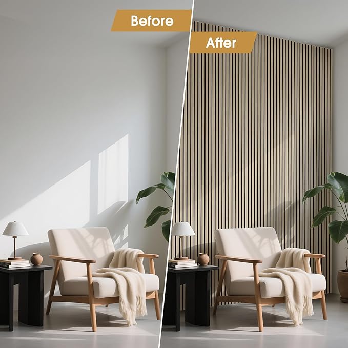 Wood Slat Wall Panels 4 Pack 94.5" x 7.9", Acoustic Wooden Panel - Image 6