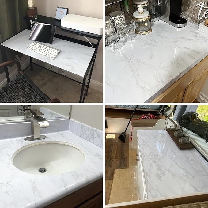 practicalWs White/Grey Marble Contact Paper 23.6" x 118", Marble Wallpaper Peel - Image 7