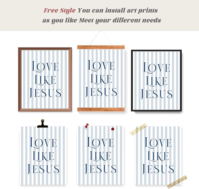LARTSFRO Coquette Navy Blue Bow Jesus Wall Art Decor Posters, Inspirational - Image 4