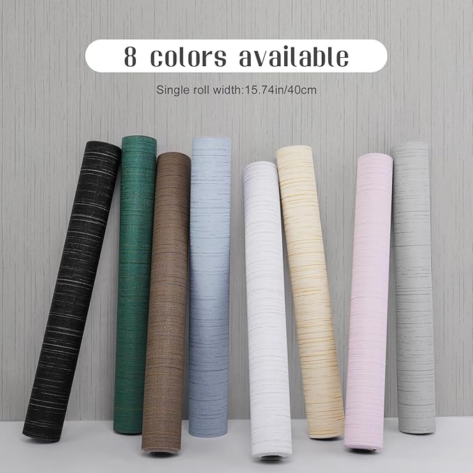 Grey Grasscloth Peel and Stick Wallpaper Vintage Texture Removable Waterproof - Image 2